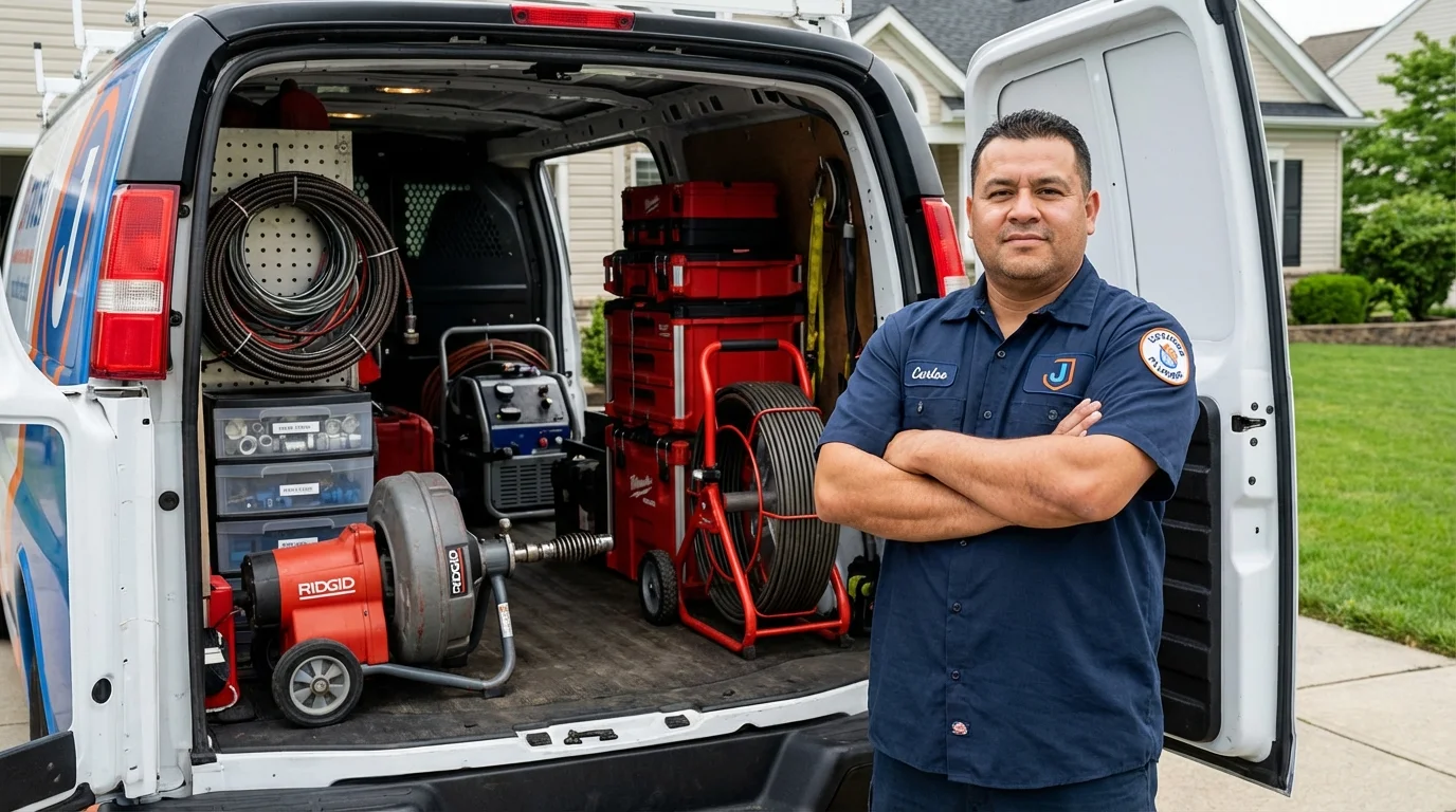 Professional drain cleaning equipment and Johns Plumbing LLC plumber in Clarion