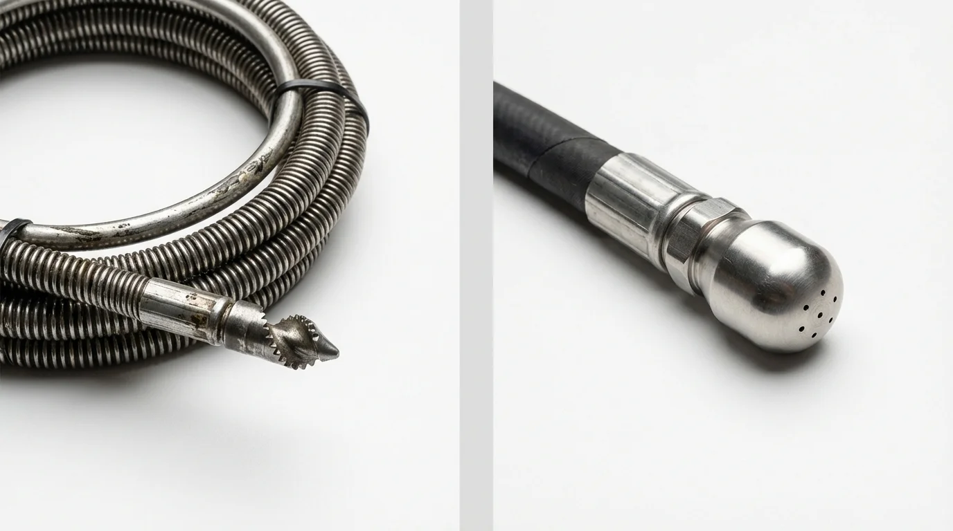 Drain snake cable and hydro jetting nozzle used for drain cleaning in Clarion, IA